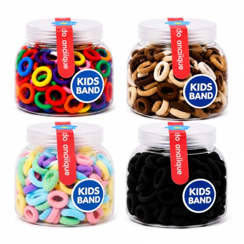 Image of Frescorr (400 pcs) Baby Hair Ties | Soft No-Damage Premium Elastic Mini Rubber Bands for girls | Strong Stretch Ponytail Holders | Daily Use Hair Accessories (Black, Brown, Pastel, Multicolor)