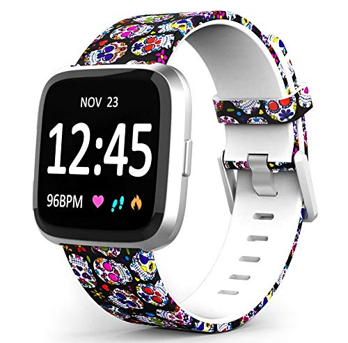 TreasureMax Bands Compatible with Fitbit Versa/Fitbit Versa 2/Fitbit Versa Lite for Women Men,Silicone Fadeless Pattern Printed Replacement Floral Bands for Fitbit Versa Smart Watch