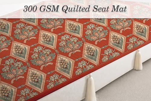 Image of Cloth Fusion Quilted Sofa Cover Seat Mat 2 Seater Chaise, Diamond Trellis | Reversible Jaipuri Print, 150 cm, Seat Cover Only, Decorative Tassel Edging With A Spare, Easy Tuck-In Hold, Not Anti-Slip