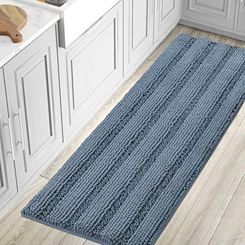 H.VERSAILTEX Bathroom Rugs Bath Mat Runner Rug Non Slip Kitchen Rug Extra Long Bath Rug Runners Oversized 59" x 20" Absorbent Washable Dry Fast Plush Area Rug for Bathroom / Bedroom - Stone Blue