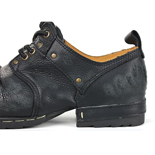 Image of Men's Grippy Black Iron Piece Toe-tipped Design Chukka Boots Lace-up Motorcycle Casual Leather Dress Ankle Boot for Men Fashion 6015-3-A-R