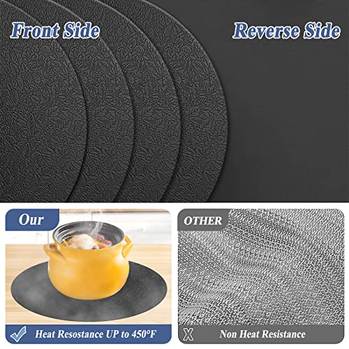 YUNJUER Round Silicone Placemats (34cm) and Coasters (10cm) Set of 4, Heat-Resistant 450 °F - Image 3
