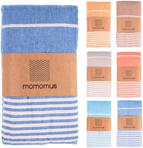MOMOMUS Fouta de Plage XXL Anti-Sable, avec Franges et 100% Coton...