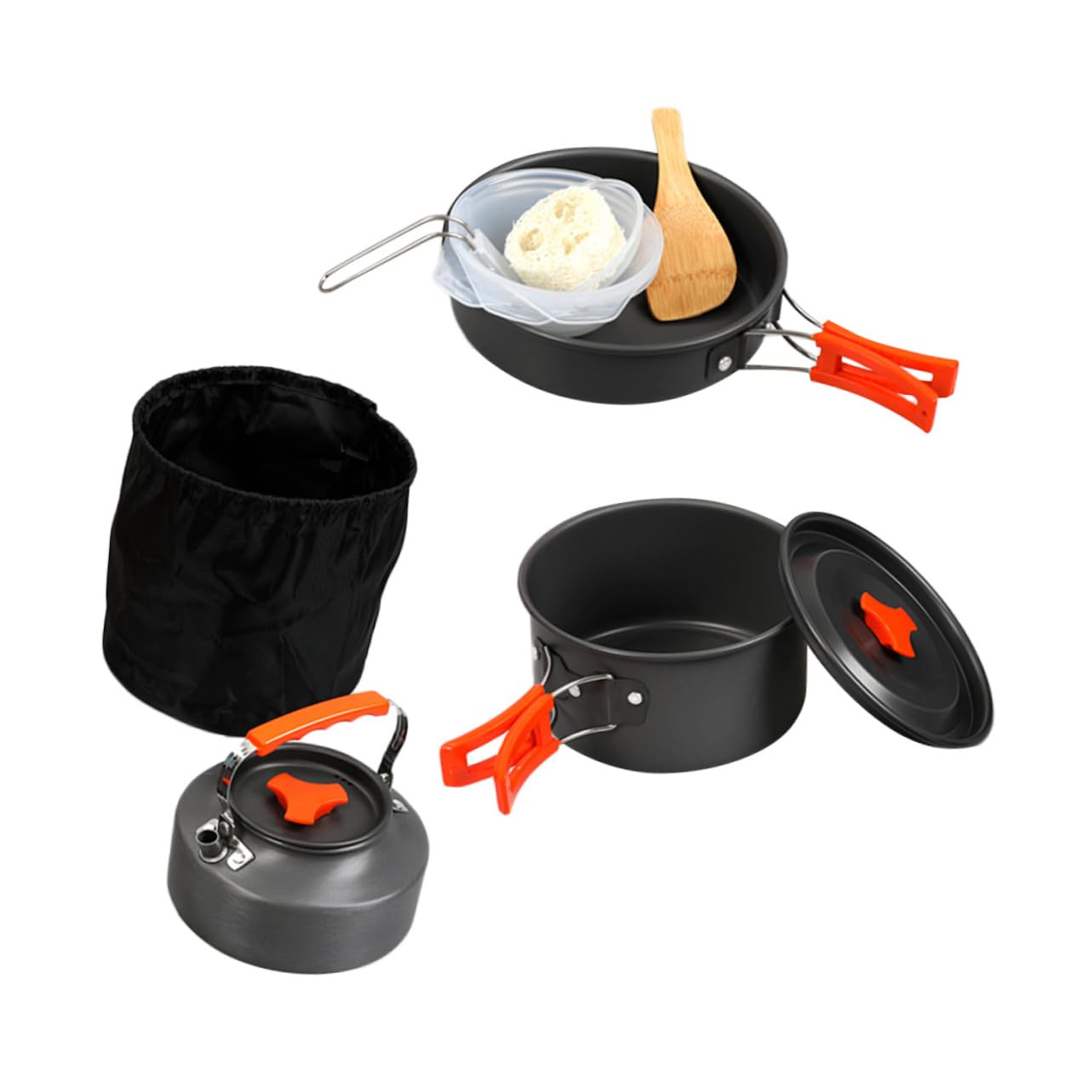 HOLIDYOYO 1Set Portable Cooking Kit Camping Cookware for Outdoor Picnic Lightweight Pots and Pans for Hiking Backpacking and Camping Activities Easy to Use Non Stick