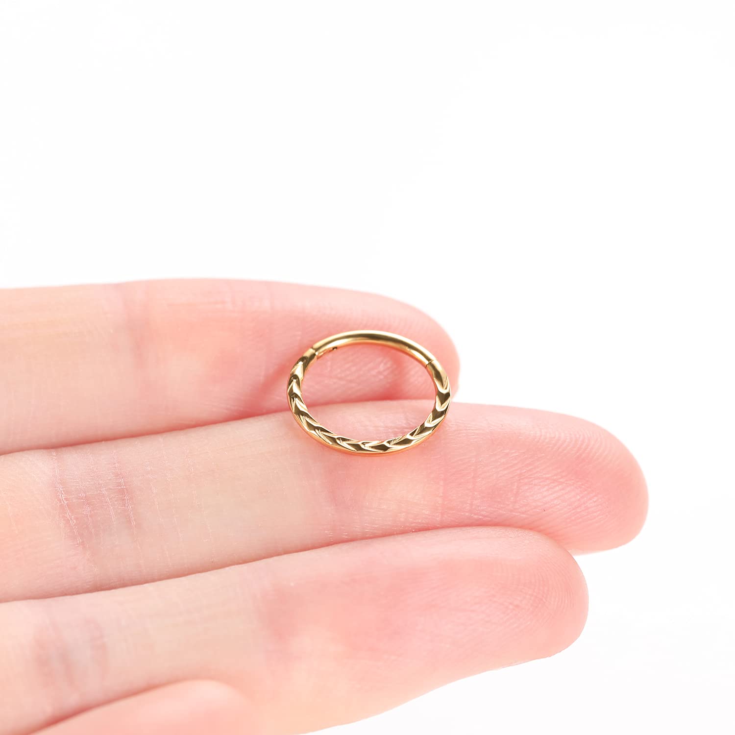 AROWRO 16G Stainless Steel Septum Clicker Daith Earrings Daith Rook Tragus Helix Cartilage Lobe Septum Piercing Jewelry Snake/Pyramid/Arrow/Star Design Hinged Segment Ring — view 2