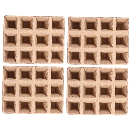 POPETPOP 18 Piezas 12 Taza de la Bandeja del Cuarto de bandejas Planta de semillero Tazas de germinación contenedor de Plantas orgánicas Taza de jardín Taza de Pulpa Bote de Papel
