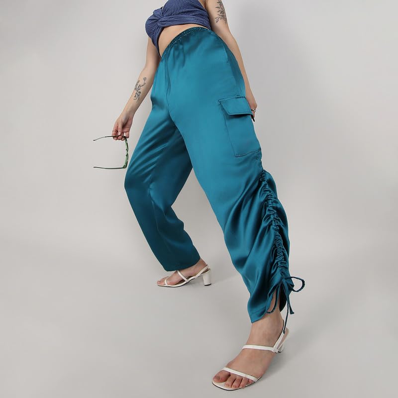 Image of PINACOLADA Women's High Rise Cargo Pants for Casual Wear | High-Rise | Cargo Pants Crafted with Comfort Fit for Everyday Wear