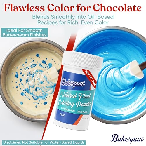 Image of Bakerpan Blue Food Coloring Powder for Baking - 30g Oil Based, Artificial Dye-Free, Plant-Based, Kosher, Gluten-Free - For Buttercream, Chocolate, Candy & Cakes