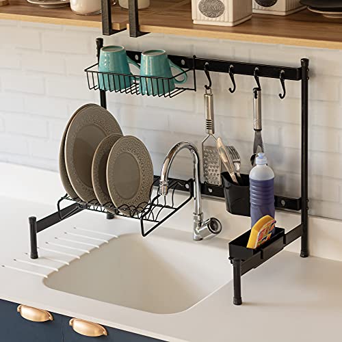 Rack Prateleira Organizadora para Pia de Cozinha Suspensa, Cor Preto, Metaltru