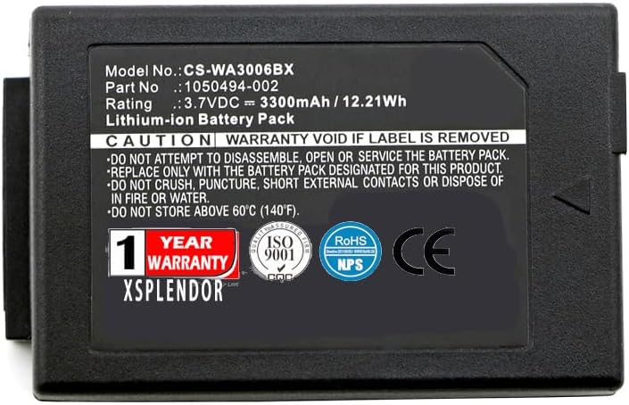 XPS 3300mAh Replacement Battery for Zebra WorkAbout Pro 4, WorkAbout Pro G4 PN WA3020, WA3006, 1050494, 1050494-002