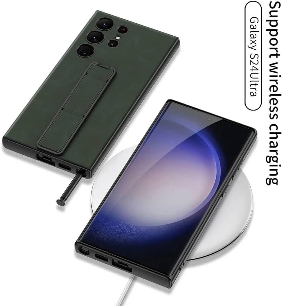 Image of TechTrendz Luxyry Slim Frosted Leather Folding Bracket Kickstand Case Compatible with Samsung Galaxy S25 Ultra, Skin-Feel Camera Protective Cover for Samsung Galaxy S25 Ultra 5G (Grey)