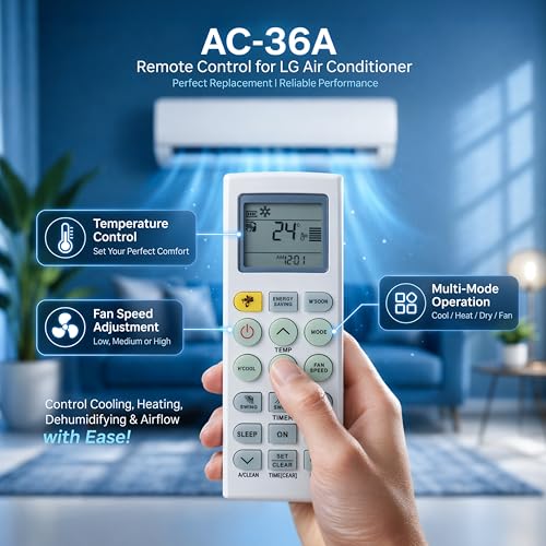 Image of Electronic Spices AC Remote | Compatible with LG AC (Model AC-36A) with AAA Batteries