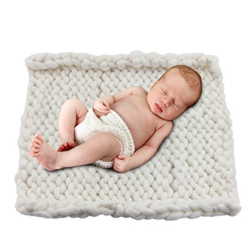Play Tailor Chunky Knit Blanket for Newborn Photography Props Baby Photo Backdrop Rugs