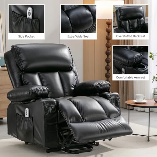 Sillón reclinable eléctrico cuero color sólido miniatura 4