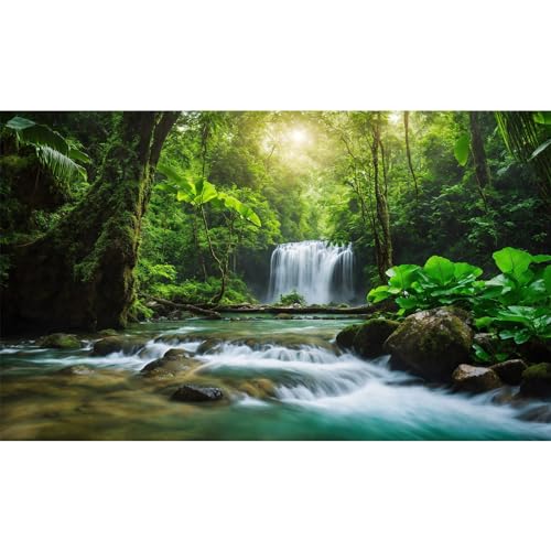 Aquarium Background Waterfall Forest River Deep Terrarium Backdrop Mountain Stream Lush Green Trees Fish Tank Background Reptile Habitat Backdrop Decor Vinyl 24x16in