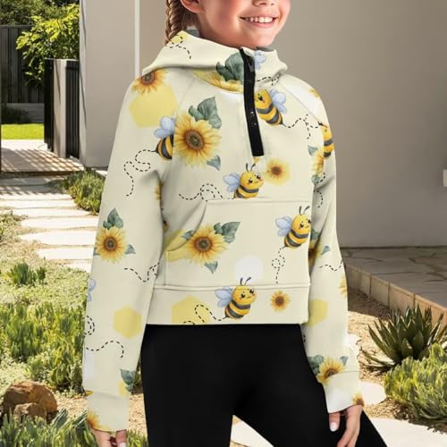 Girls Half Sweatshirt Long Sleeve Girls' Fashion Hoodies & Sweatshirts Athletic Top with Pockets Soft Comfy Tops3