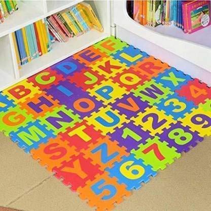 Kid's ABC and Numbers Mini Foam Learning, Fun Activity and Building Blocks Thickest Puzzles Mat (36 Pieces, Multicolor) - Set of 36 Pieces