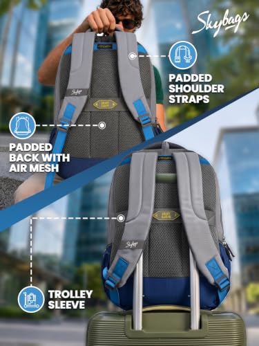 Image of Skybags Metro Office Laptop Backpack for Men & Women, Blue Grey
