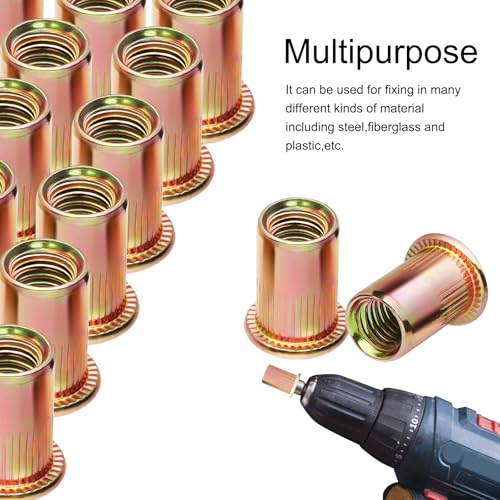 Nietmuttern Einziehmuttern Gewindenieten M6 Blindnietmuttern 80 Stück Verzinkt Nietmutter Kohlenstoffstahl Runde Flachkopf Innengewinde Rivet Hülsenmutter Verwendet für Metallplatten Rohre usw