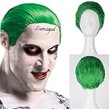 The Joker Cosplay Wigs for Men Short Bob Straight Bright Green Wig Men Adult Prestyled Costume Anime Hair for Boy Halloween Party Use