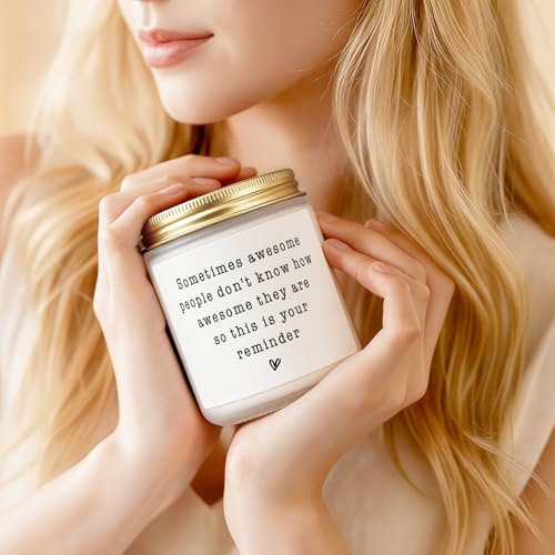 Image of Gifts for Women Men, Inspirational Thank You Gifts Candle 7Oz | Friendship, Thank You Gift, Birthday Gift for Woman Man Friend Teacher Mom Girlfriend Sister, You Are Awesome Candle Lavender