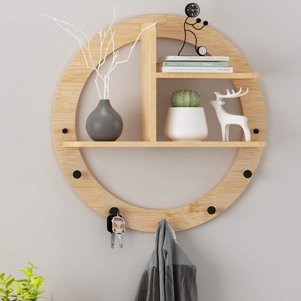 Amazon｜取り付けが簡単な頑丈な木製棚、壁に取り付けられた金属製円形