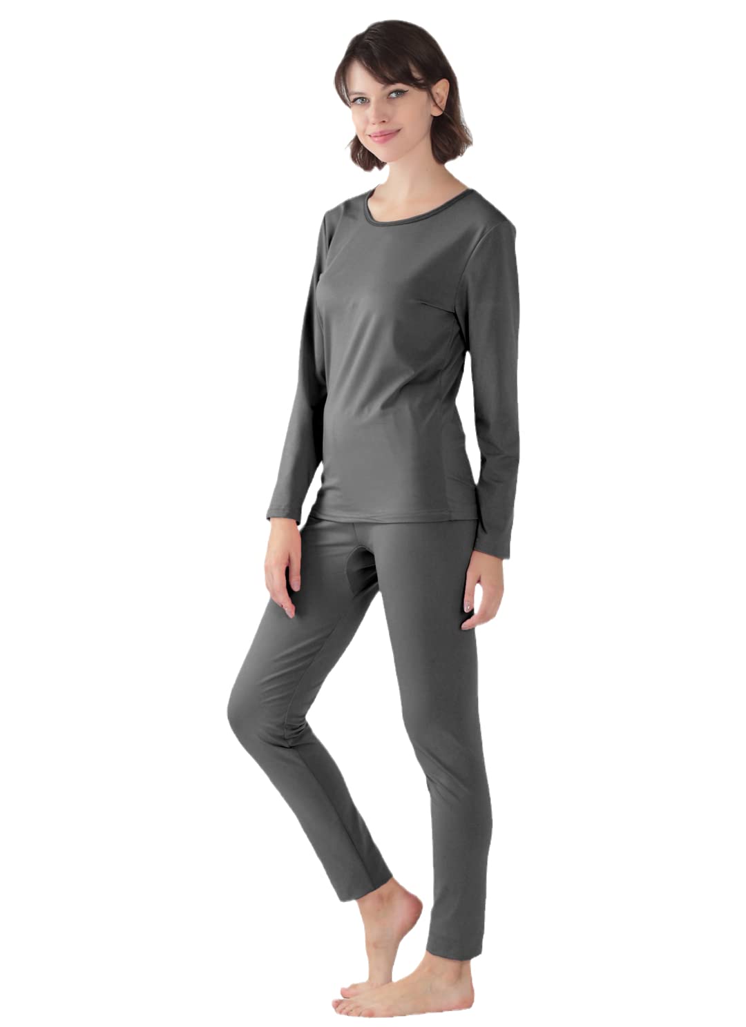 Disimlarl Damen Herbst und Winter Gepolsterte Unterwäsche Große Größe Lose Thermounterwäsche Set, fuchsia, 52