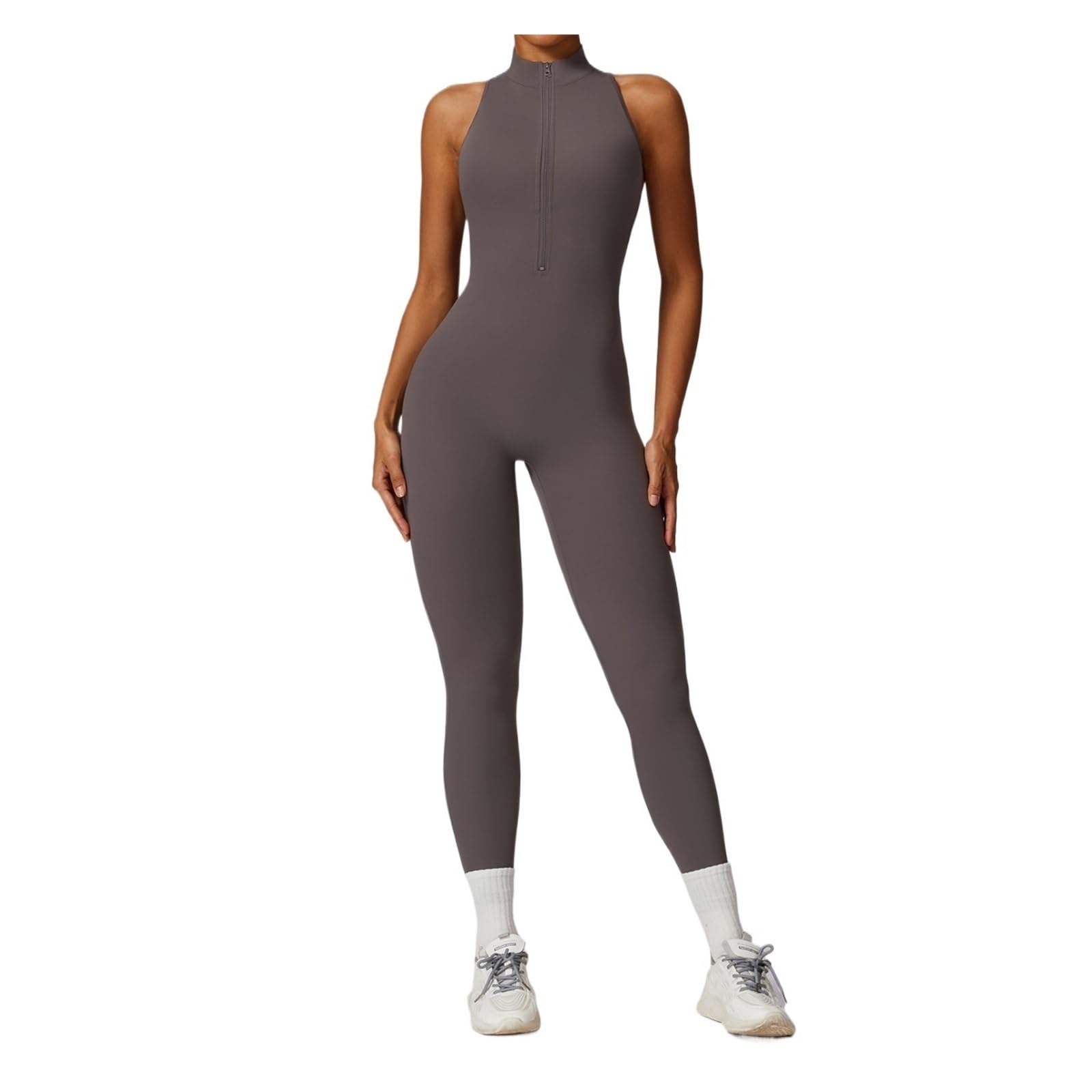 Body de yoga con cremallera secado rápido color piel, mallas deportivas for entrenamiento intensidad 25