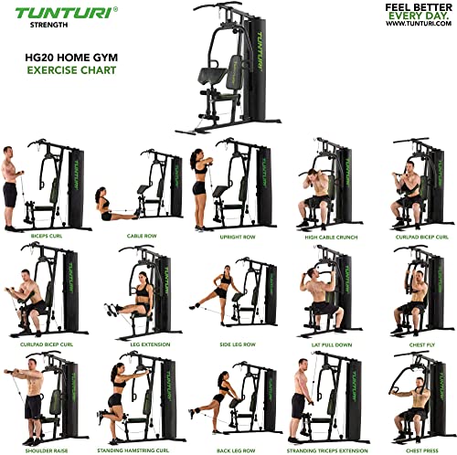 Tunturi Kraftstation HG20, MultiGym mit 12 Gewichten a 5 kg, Gewichtsblock 60 kg, – Bild 4