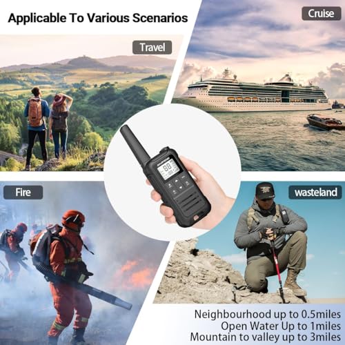 Image of Walkie Talkies Long Range for Adult, 4Pack Rechargeable Baofeng Walkie Talkie F22 FRS Two Way Radio,USB-C Cable,1400mAh Li-ion Battery NOAA with Flashlight for Camping Family