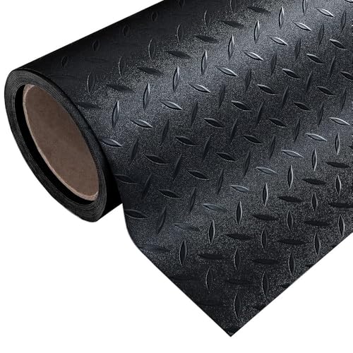 emmevi Rouleau de tapis de sol en caoutchouc PVC rugueux antidérapant en tôle isolante noire 100 x 180 cm