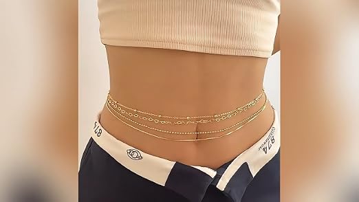 Lot De 2 Chaînes De Ventre Boho Dorées Réglables – Double Couche Sexy Et Tendance Pour Été