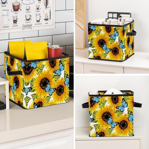 Cube de rangement pliable avec poignées et structure en tissu rigide - 8