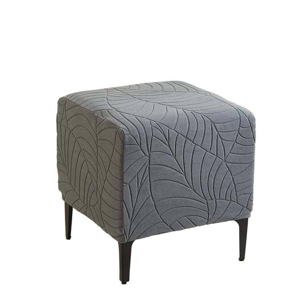 Square Jacquard Stool Cover Anti Slip Detachable Footstool Cover(Grey)
