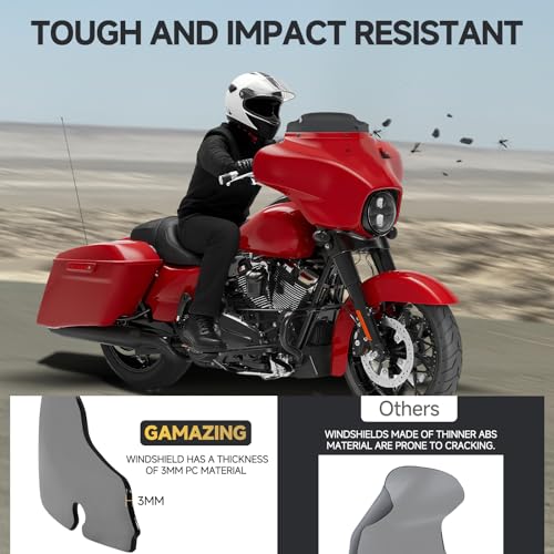 Image of Motorcycle 6 inch Windshield Windscreen Windshield Fit For 1996-2013 Harley Davidson Touring Street Glide Electra Glide Tri Glide Flht Flhx Flhtk Flhtc Flhtcu, Black