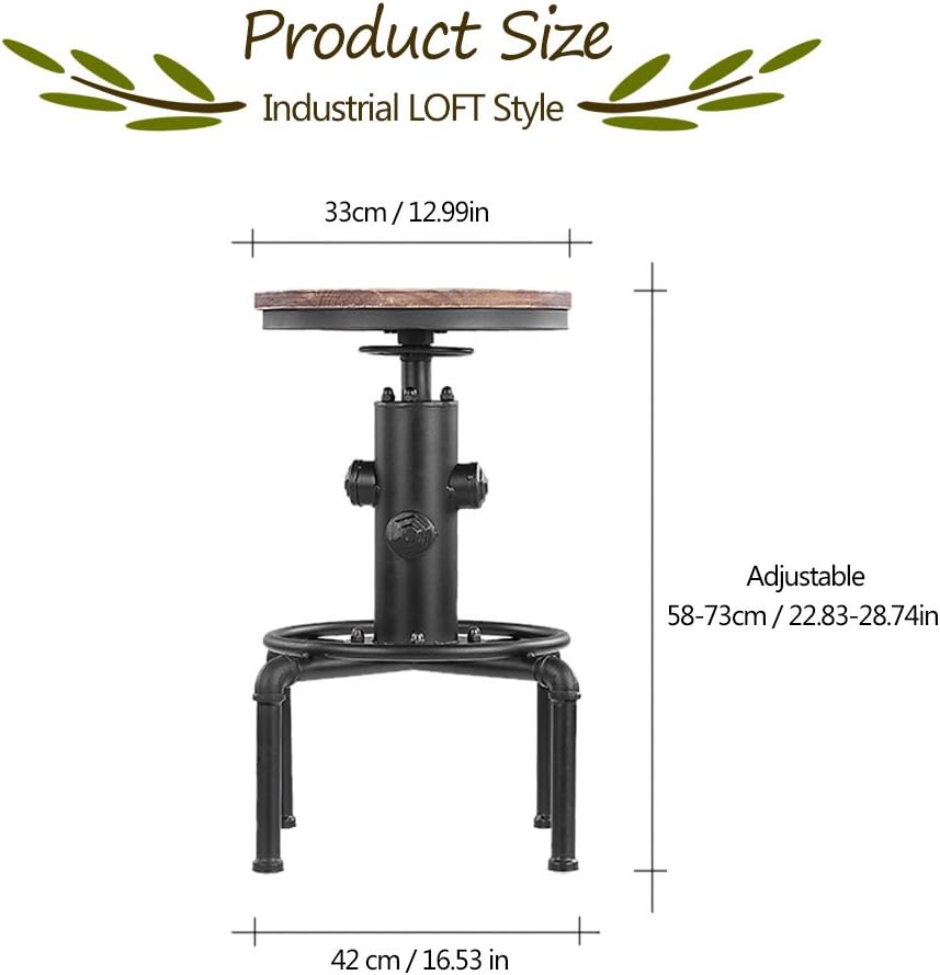 Frее Shірріng 🛒 IKAYAA Industrial Swivel Bar Stool Adjustable Height Water Pipe Fire Hydrant Design Pinewood Top Kitchen Dining Chair with Footrest Lіmіtеd Dіѕсоunt IKAYAA Industrial Swivel Bar Stool Adjustable Height Water Pipe Fire Hydrant Design Pinewood Top Kitchen Dining Chair with Footrest