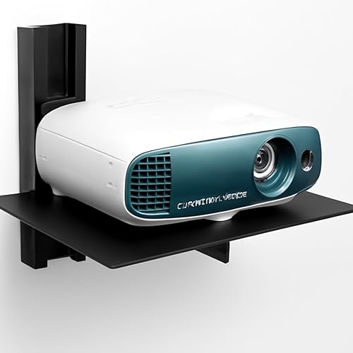 FEBTECH - Estante flotante de centro de entretenimiento - Estante para proyector - Soporte flotante de metal resistente para reproductores de DVD,