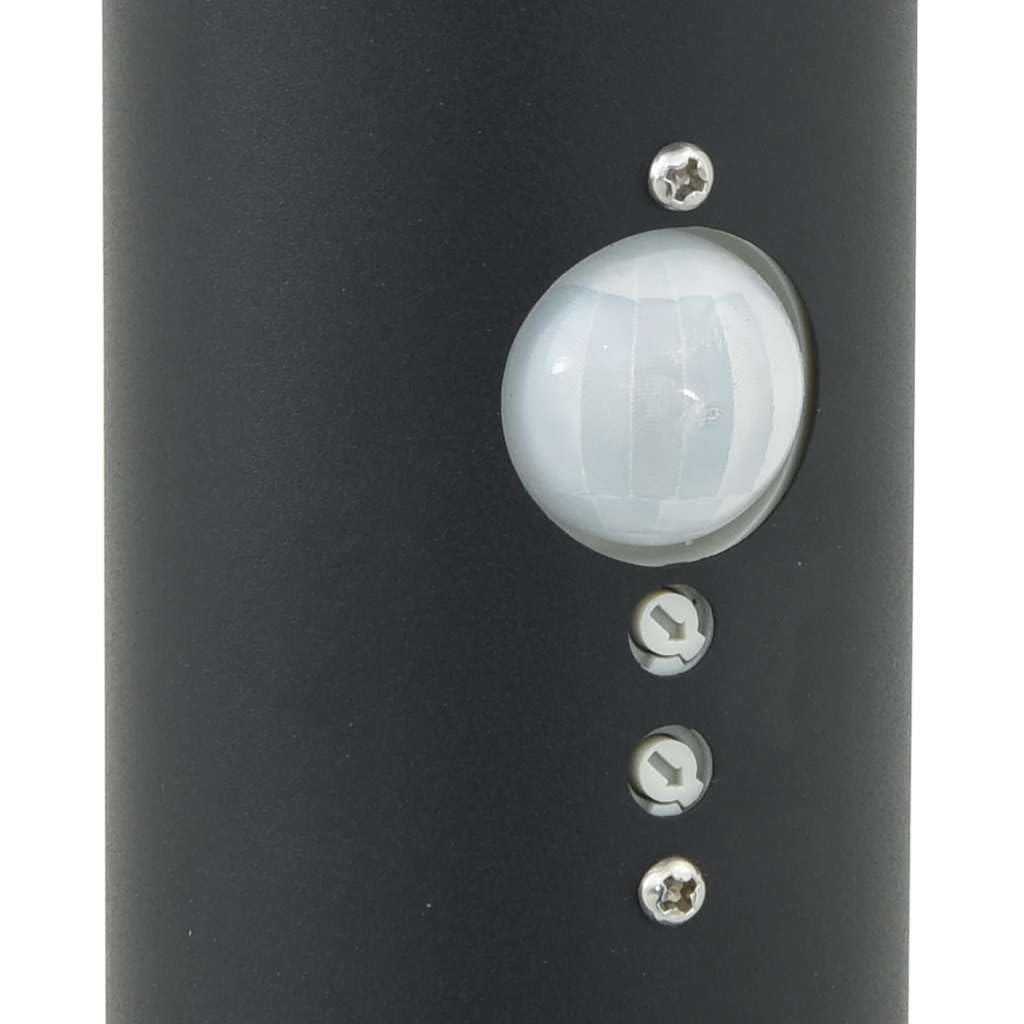 Set di 3 lampade a colonna con sensore e presa, 50 cm, in acciaio inox, IP44, per terrazza, giardino, con sensore di movimento e diffusore, moderna lampada a LED per soggiorno, camera da