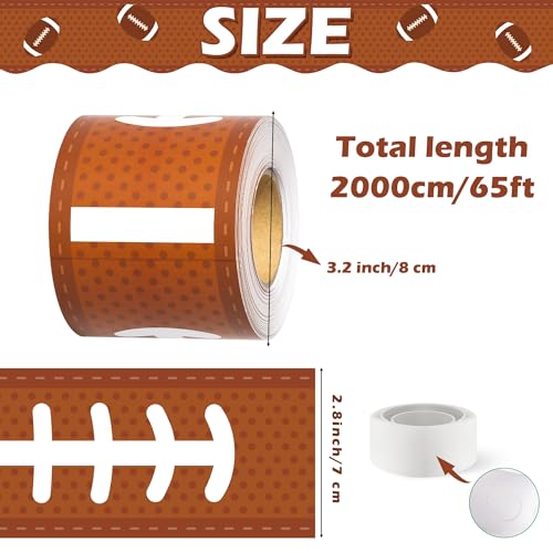Image of BeYumi Football Patterned Border Trim - 65ft Back to School Football Straight Rolled Border Trim Rugby Sports Bulletin Board Set Classroom Chalkboard Kindergarten Elementary Home Party Decoration