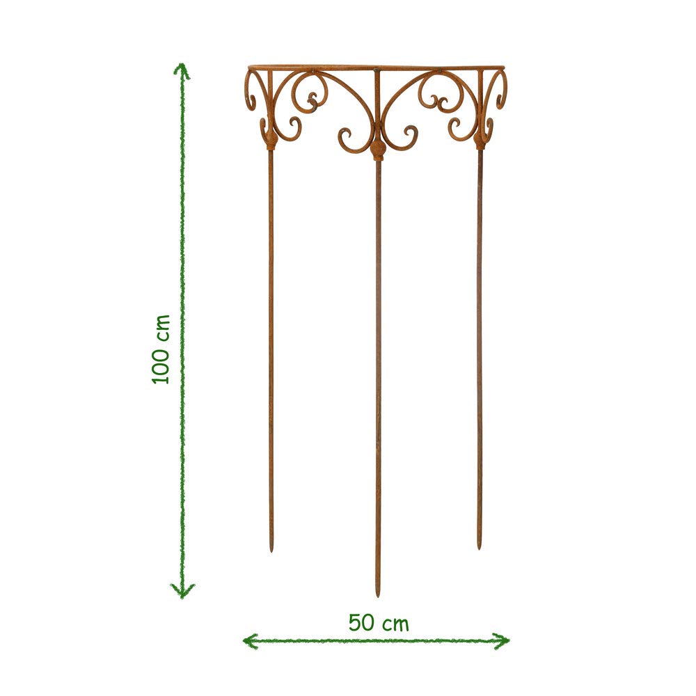 Support pour arbustes 50 cm - Rond - Support pour plantes grimpantes - Décoration en métal - Fer rouillé