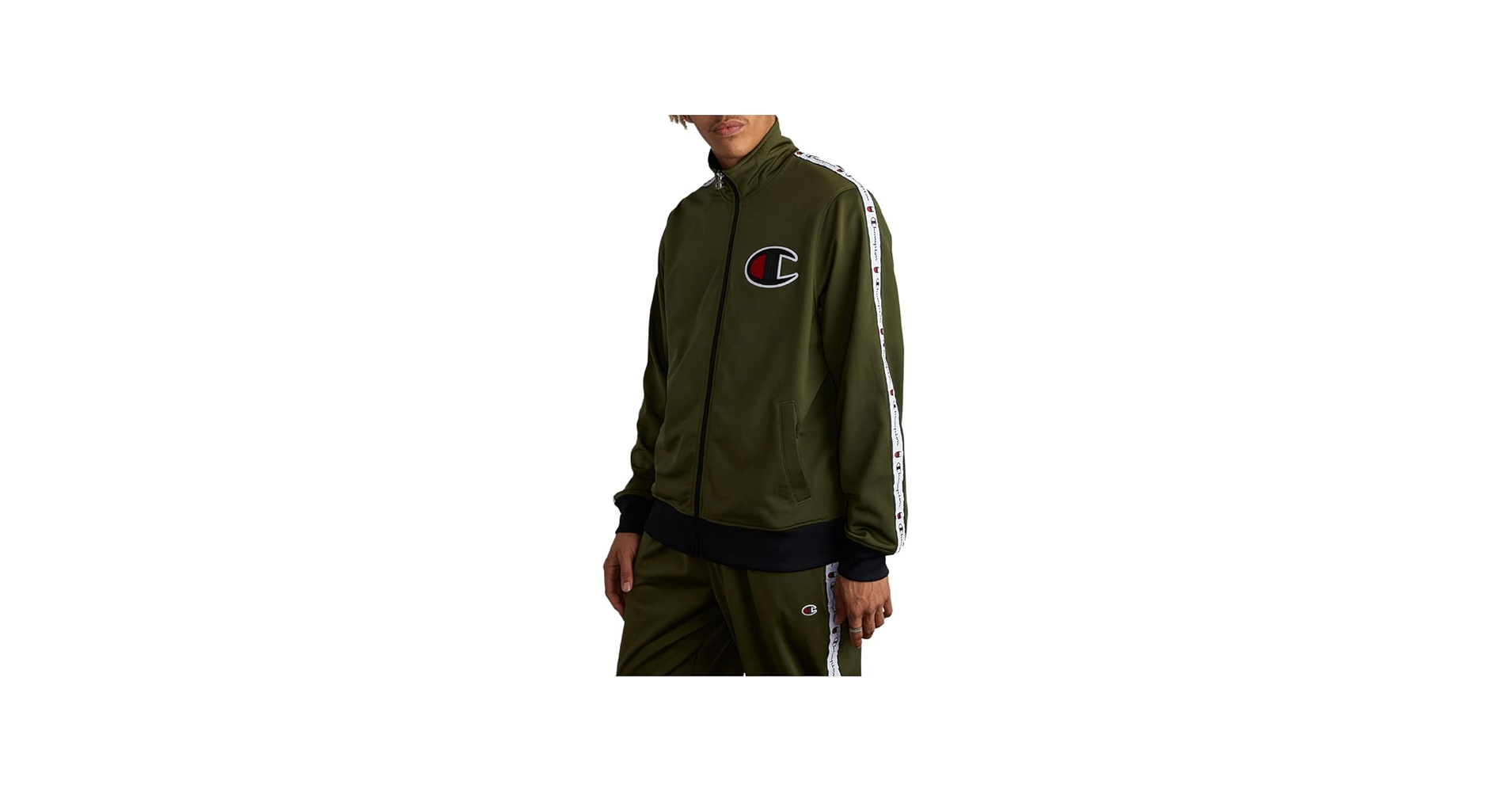 Champion Men's Track Jacket, Cherry Pie/Navy w/c Plush Knit
