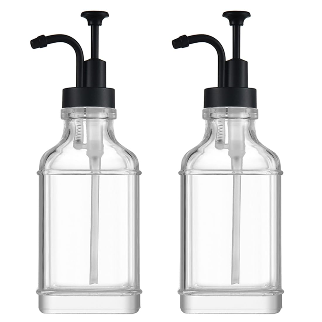 UDSKNV[KSL Soap Dispenser 500ml Transparent Glass Liquid Dispenser Coffee Syrup Container Bottle with Pumps and Bathroom 2pc C