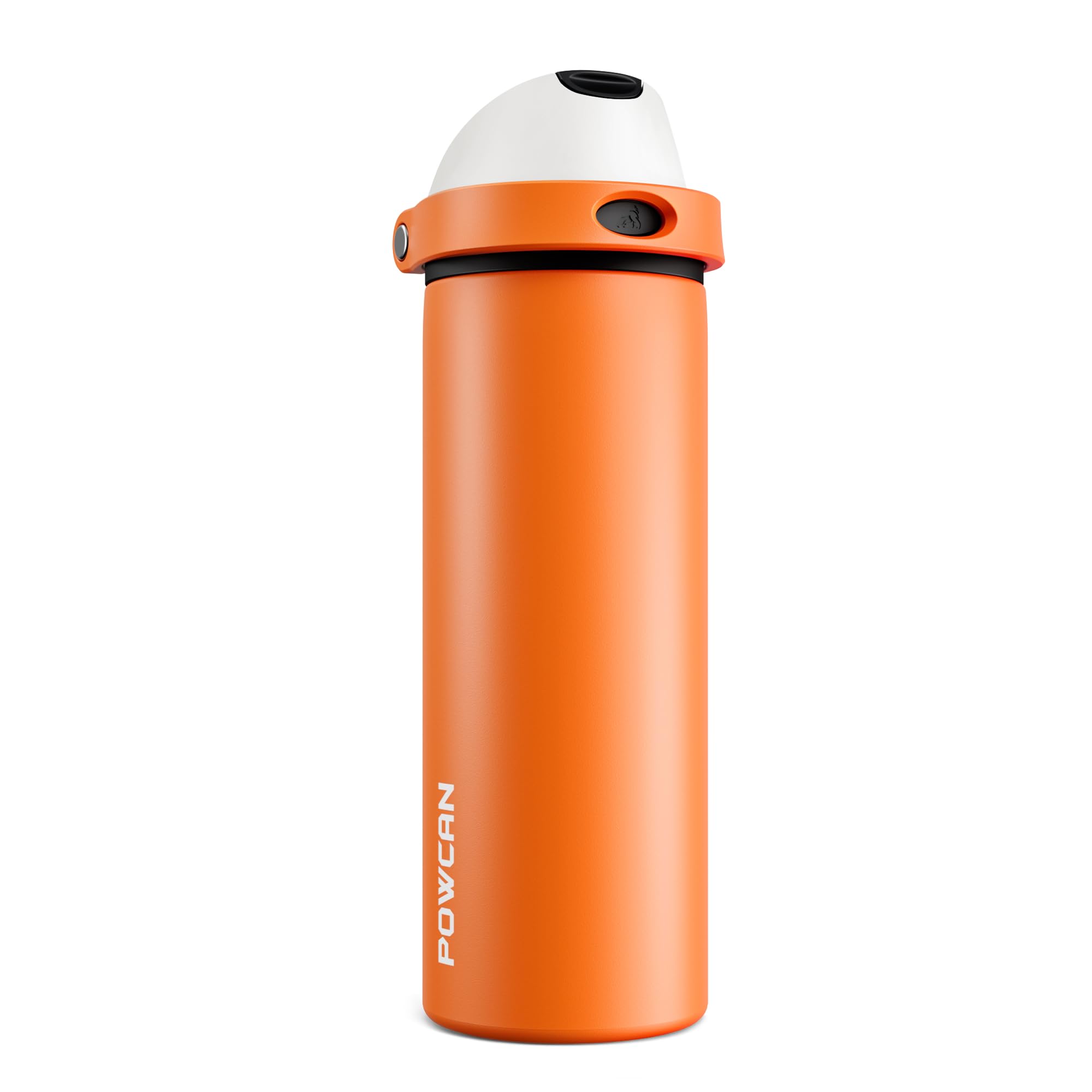 POWCAN 24 oz Steel Insulated Water Bottle: 2-in-1 Push-Button Spout &amp; Quick-Flip Straw, Leakproof, Cold 24Hrs, Lockable, Fits Car Cup Holder, Ideal for Sports, Trip, Gym, School, Gift (Sunny Puppy)