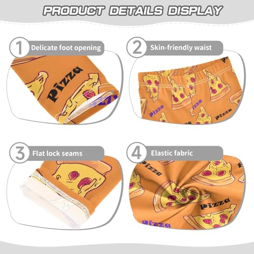 ALAZA Girls' Leggings Children's Yoga Pants Skinny Printed Dance Pizza Orange Comfortable 4T2