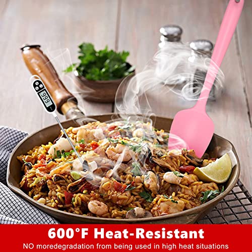 Heat Resistant Silicone Spatulas Set 6Pcs, Seamless Design Non-Stick Mixing Spatulas With Stainless Steel Core, Premium Bpa-Free Rubber Spatula Baking Cooking Utensile For Home Kitchen Bbq (Pink) #TOP3