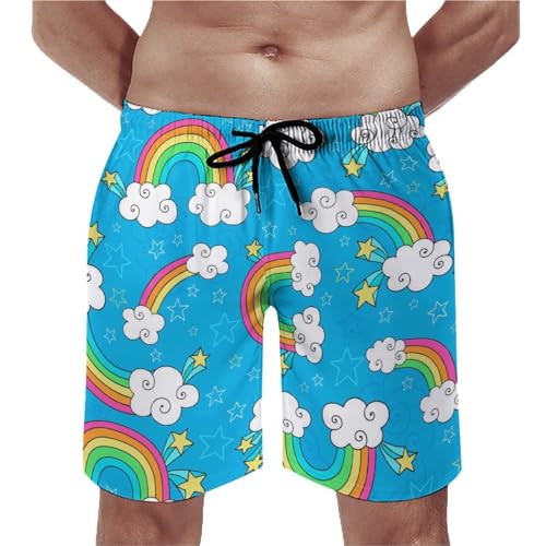 Maillot de bain séchage rapide homme aux finitions soignées style étoiles arc-en-ciel
