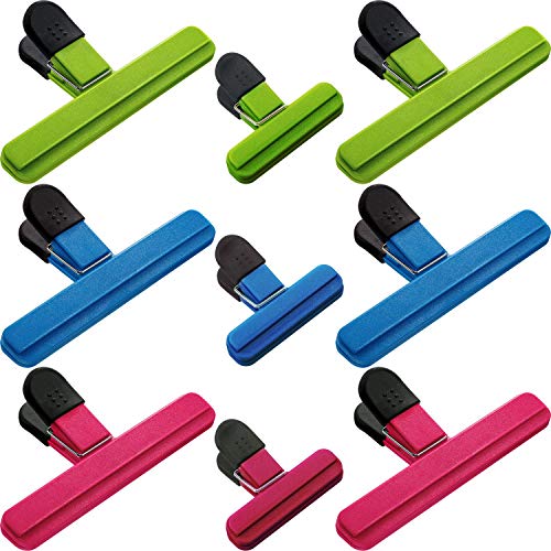 Image of Large Chip Bag Clips Food Clips Heavy Duty Air Tight Seal Grip Assorted Colors for Coffee Potato and Food Bags, Assorted, Size 6+3