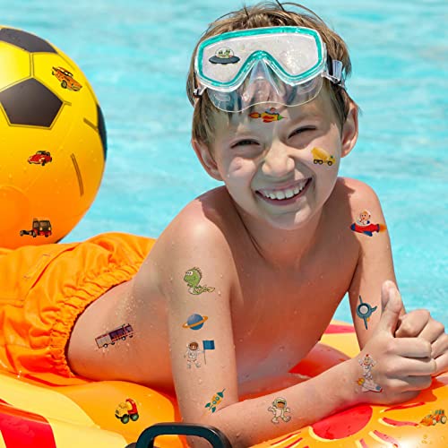 Qpout 24 Sheets Kids Tattoos For Boys, 12 Sheets Car Temporary Tattoos And 12 Sheets Outer Space Astronaut Tattoos For Kids, Waterproof Fake Tattoos For Boys Birthday Party Favors School Rewards #TOP4
