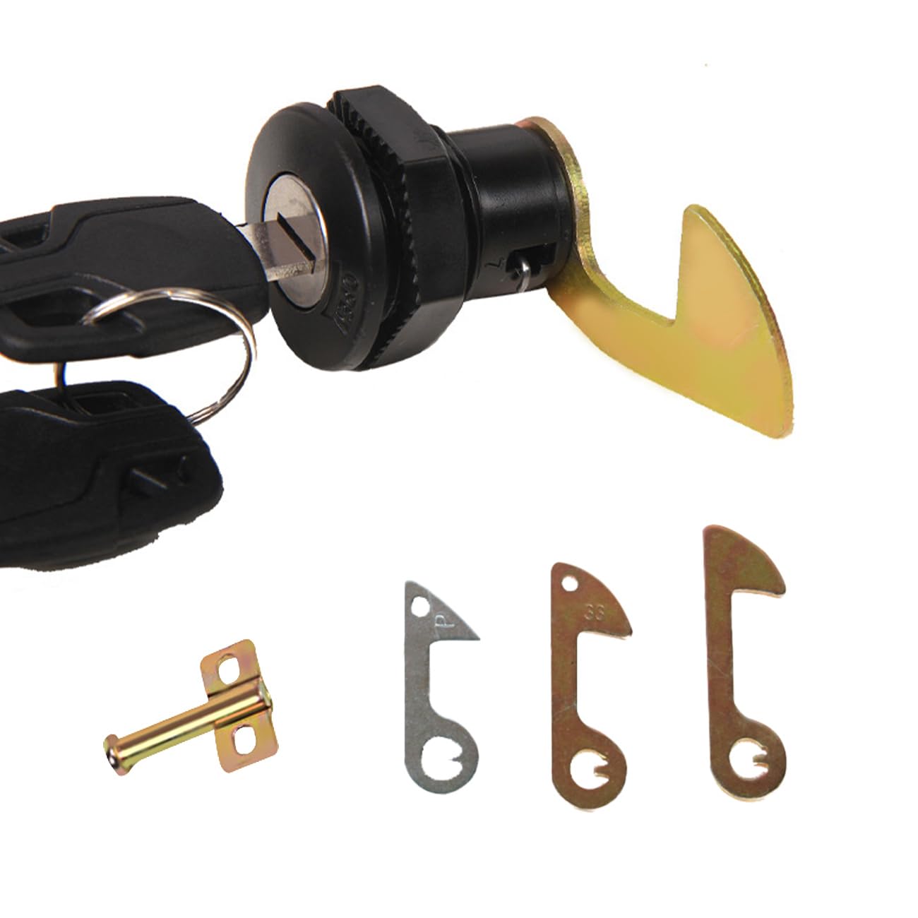 Serratura di ricambio per bagagliaio per scooter per moto elettrica, scatola di blocco per chiavi in plastica in alluminio e plastica, serrature a cilindro con chiave, include ganci sostituibili di 4