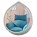 Coussin Fauteuil Suspendu Exterieur Jardin, Lavable Coussin de Chaise Suspendue Oeuf, éPais Impermeable Coussin pour Hamac Suspendu avec Dossier Appuie-TêTe Accoudoirs Blue